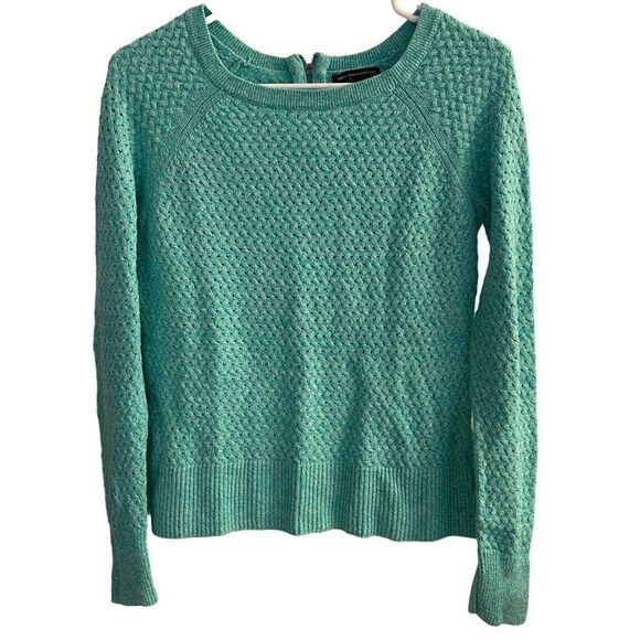 American Eagle Outfitters Green Textured Back Zip Sweater Sz S - Picture 1 of 8